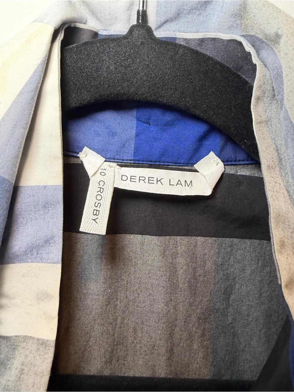 Derek Lam Blue, Black & Gray Striped Shirt‎ - Picture 3 of 8